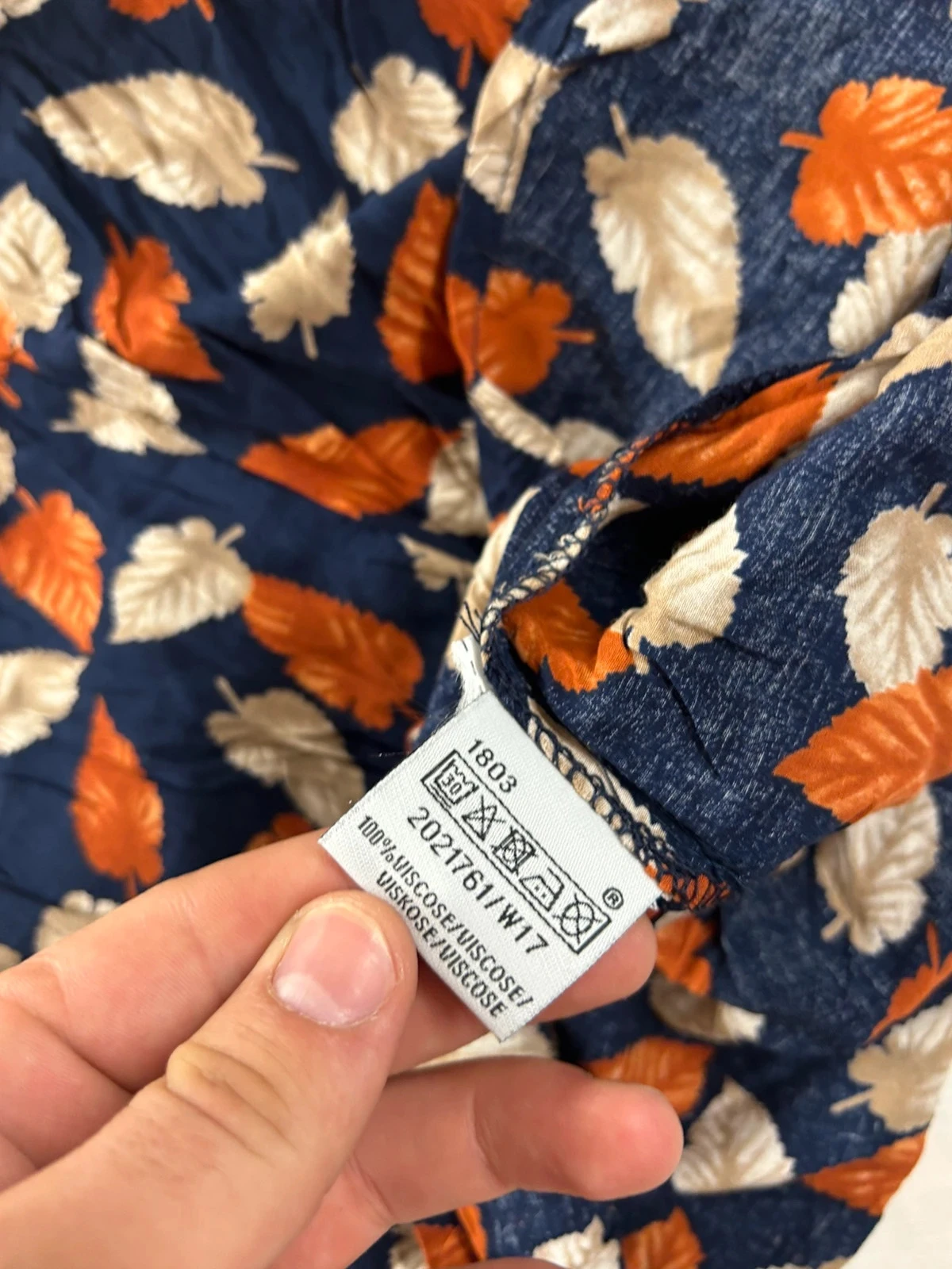 Hemd 100% viscose marineblauw met vintage patronen – photo 10